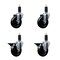 Service Caster 4'' Soft Rubber Wheel Swivel 1-1/4'' Expanding Stem Caster Set 2 Brakes, 4PK SCC-EX20S414-SRS-2-PLB-2-114 - alternate 1